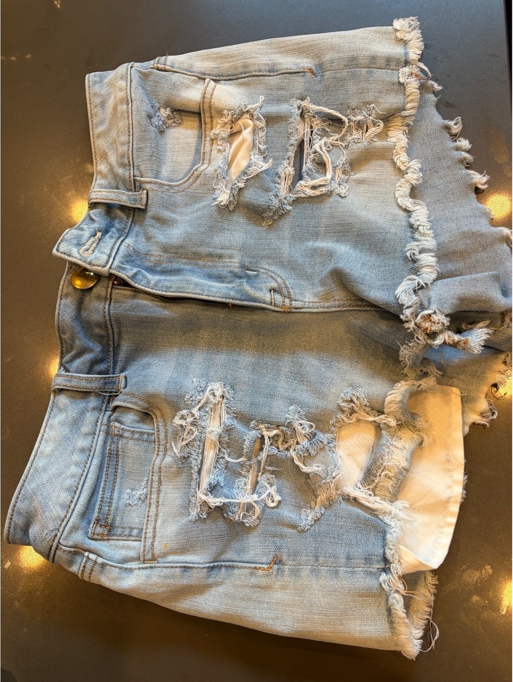 American Eagle Hi-Rise Shortie Distressed Denim Shorts Size 10